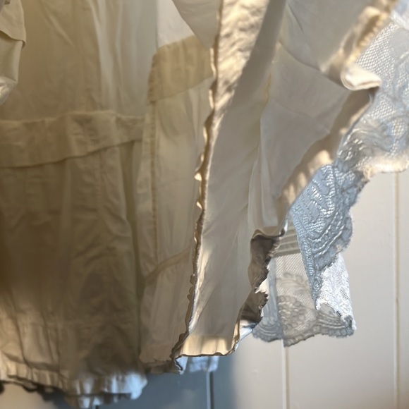 Sororité Vintage Early Twentieth Century Ivory Lace Trim Cotton Skirt (XS-M) - Picture 4 of 9